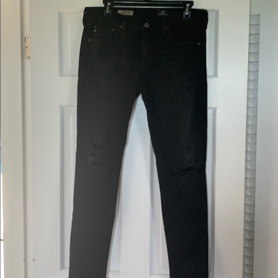 Destroyed Black Ag Skinny Jeans